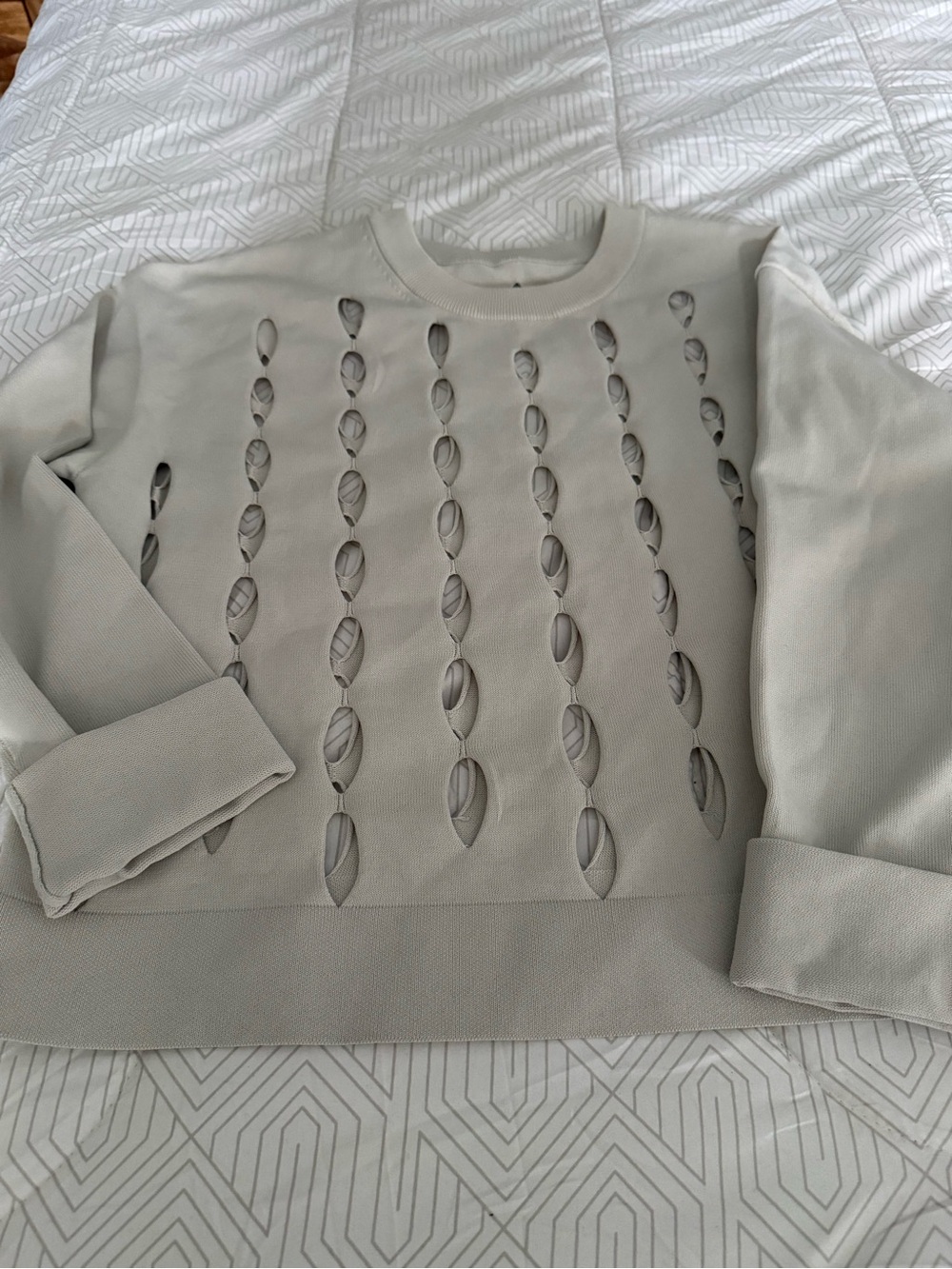 lululemon athletica Crewneck Sweatshirt in Light Beige with Cutout Detail